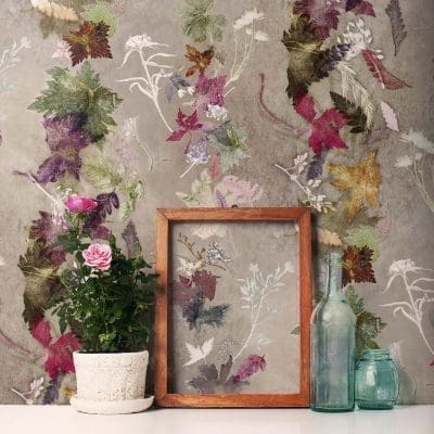 Floral Dance | Green & Pink Designer Wallpaper, Country Style
