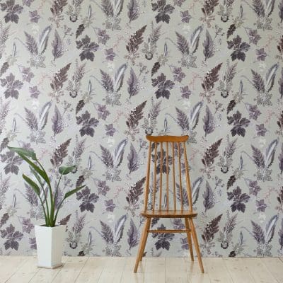 Winter Flourish | White & Black Designer Wallpaper, Country Interior