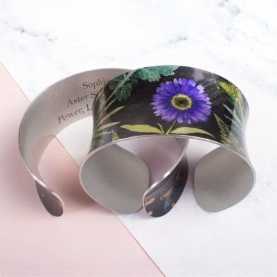September Birth Flower Bracelet Gift For Her, Aster, Beautiful Floral Bangles and Jewellery.