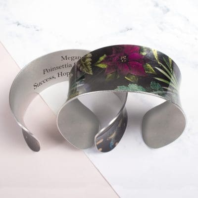 December Birth Flower Bracelet Gift For Her, Poinsettia, Beautiful Floral Bangles and Jewellery.