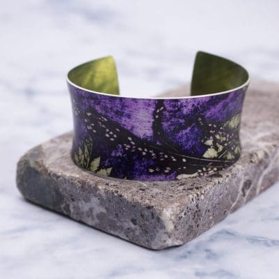 Plum Fern Botanical Inspired Aluminium Cuff, Jewellery Gift