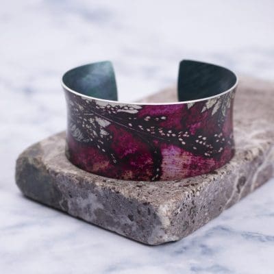 Botanical Inspired Strawberry Fern Cuff Bracelet, Stylish Jewellery