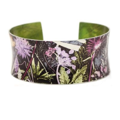 Botanical Inspired Midnight Jungle Aluminium Cuff Bracelet Gift, Stylish Jewellery