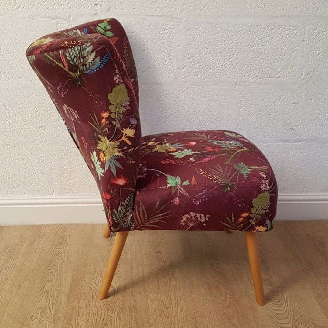 Tropical Wine Contemporary Chair Red Velvet Cocktail Chair